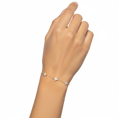 Gold Four Leaf Clover Dainty Bracelet - Anniversary & Birthday Gift- Glitz