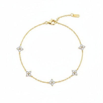 Gold Four Leaf Clover Dainty Bracelet - Anniversary & Birthday Gift- Glitz