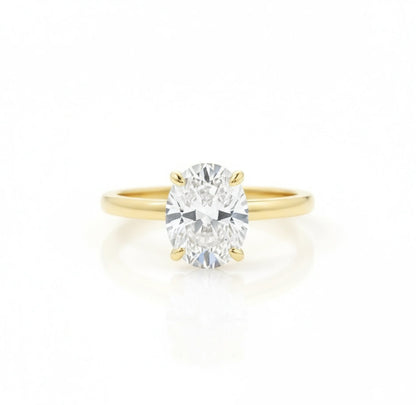 Moissanite Oval Cut Solitaire Ring - 14k Gold on Silver
