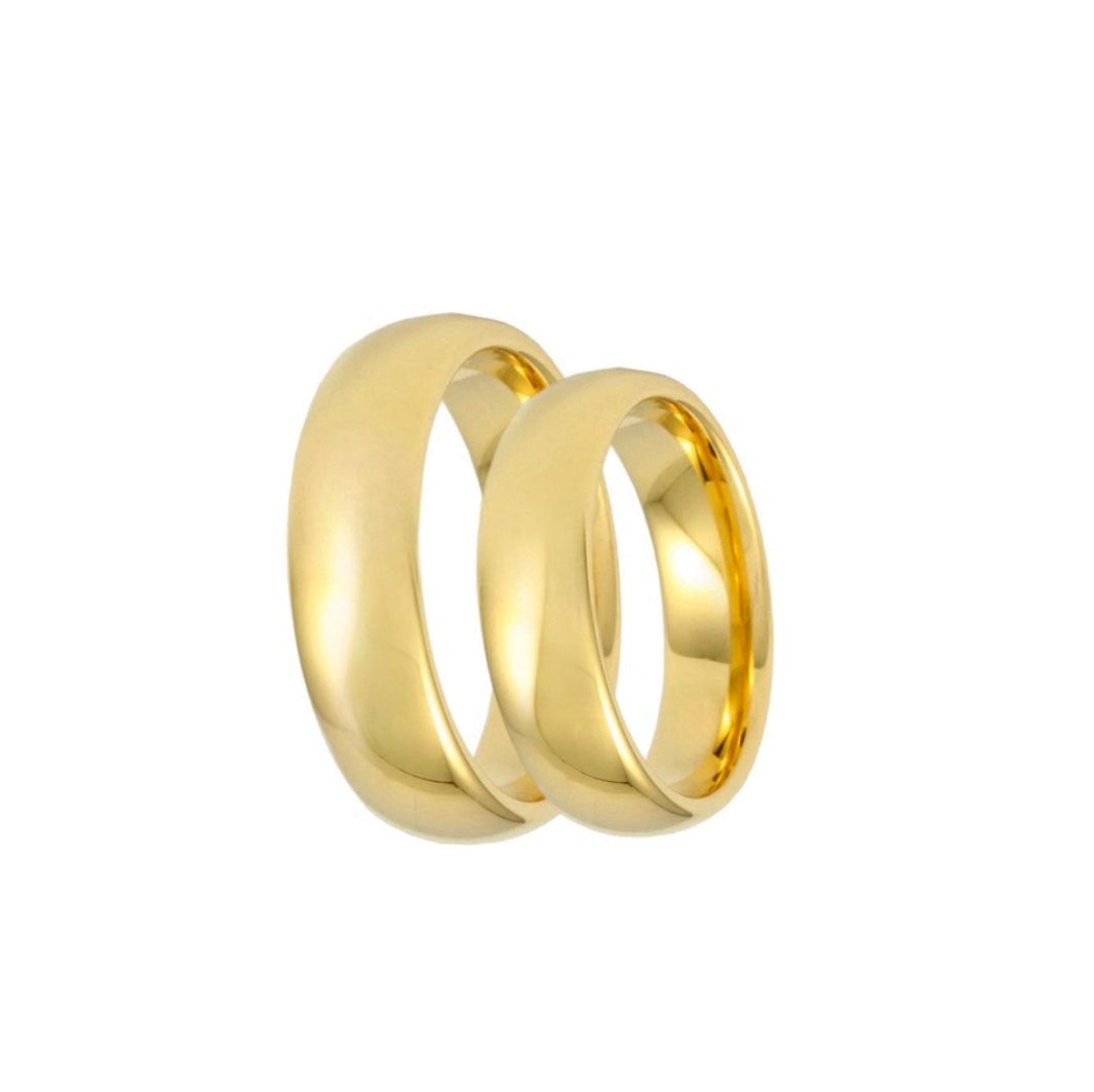 Tungsten 9ct Gold Couple Rings His Hers Wedding Bands 6MM