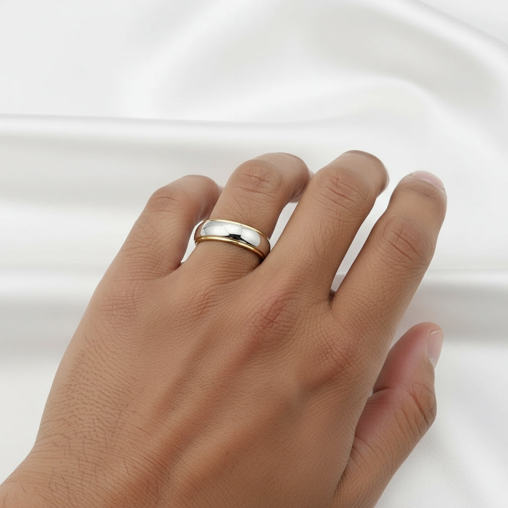 Tungsten & 9ct Gold Two Tone Men's Wedding Band 6MM