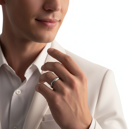 White Gold Sterling Silver Mens Womens Wedding Band Ring