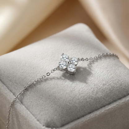 Dainty Bridal Clover Bracelet Silver Anniversary & Luck Gift- EL