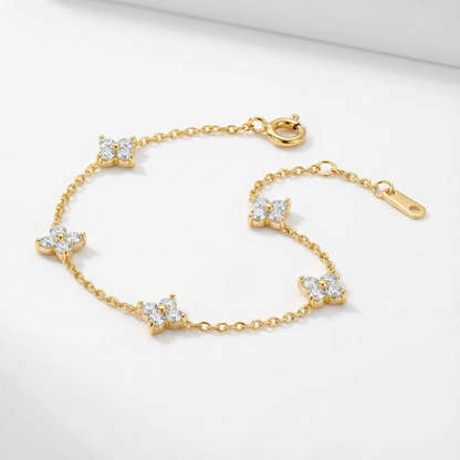 Gold Four Leaf Clover Dainty Bracelet - Anniversary & Birthday Gift- Glitz