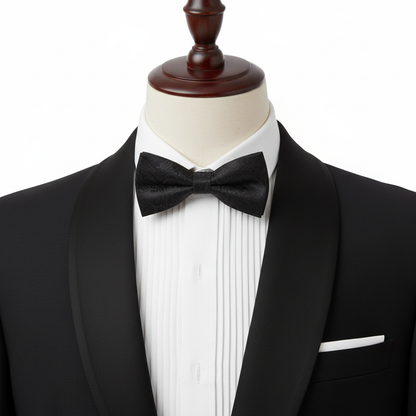 Luxury Mens Black Bow Tie Pre Tied