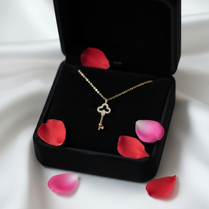 Key Necklace Gold Pendant For Women Ladies- Key To My Heart