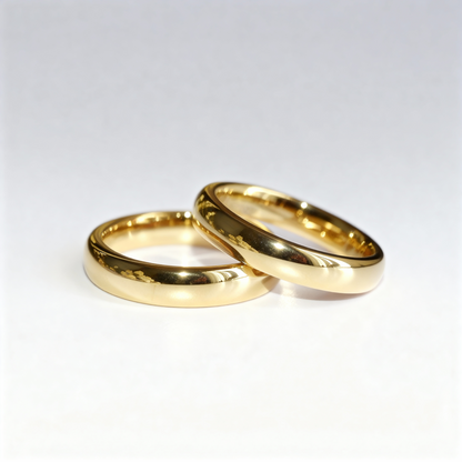Tungsten Gold His Hers Wedding Bands Couple Rings 4MM