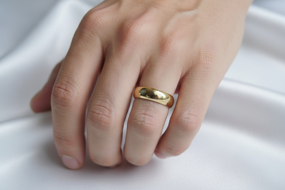 Gold His And Hers Matching Wedding Rings Matching Sets For Couples D Shaped Wedding Band Set 6MM 2MM