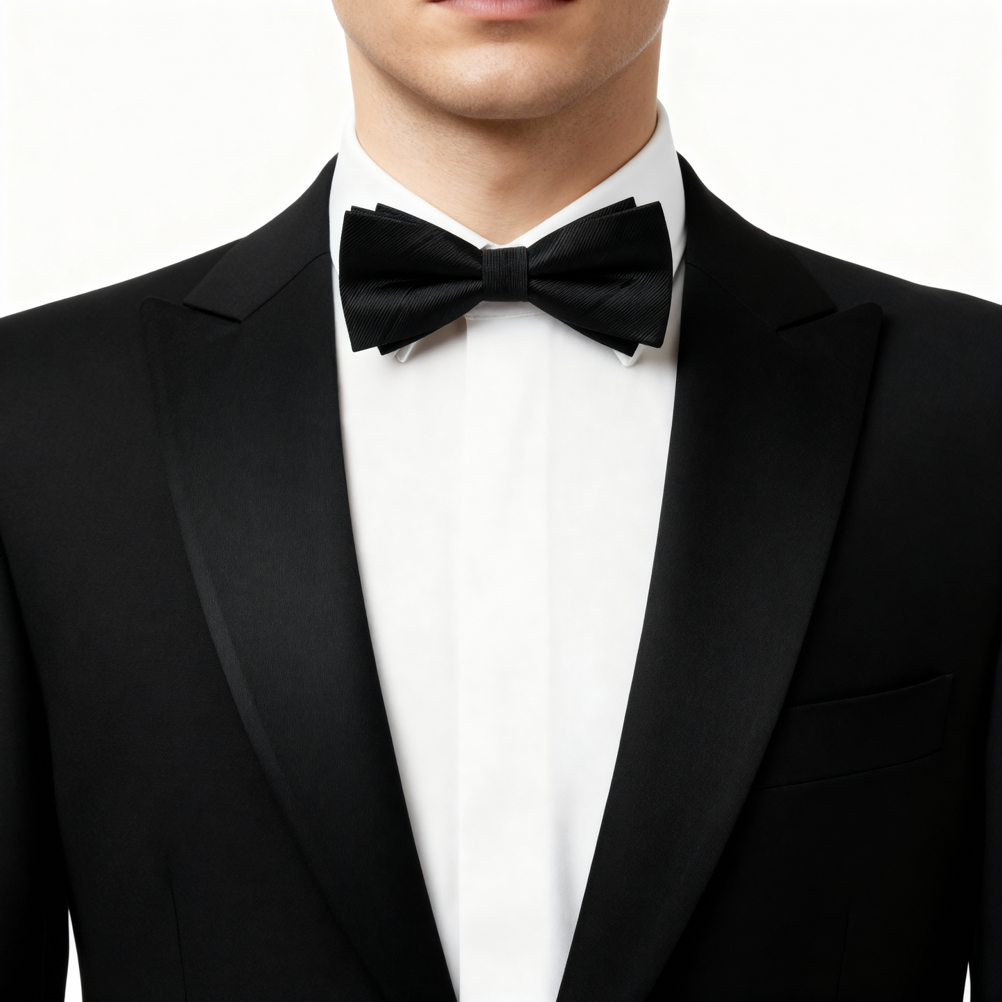 Mens Bow Tie Black Pre Tied- Premium