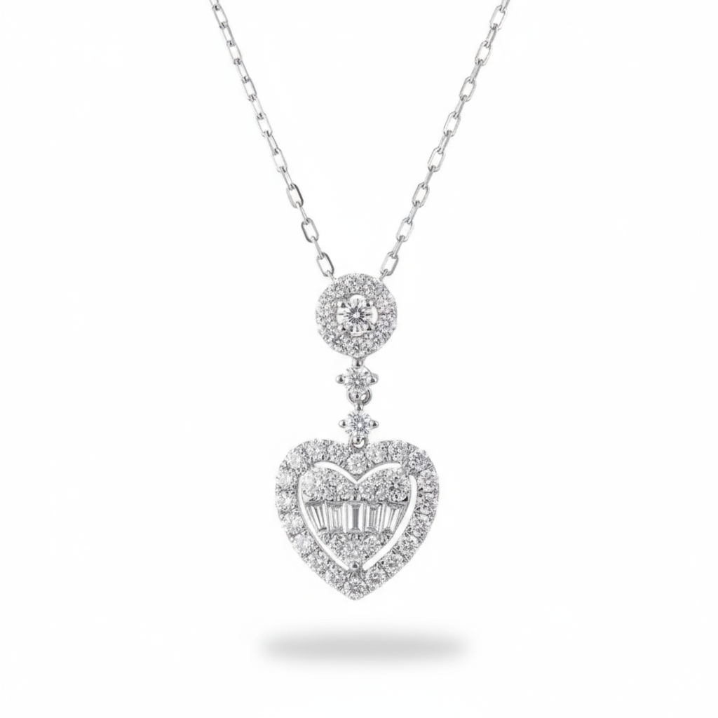 Sparkling Heart Necklace Gift For Women Ladies