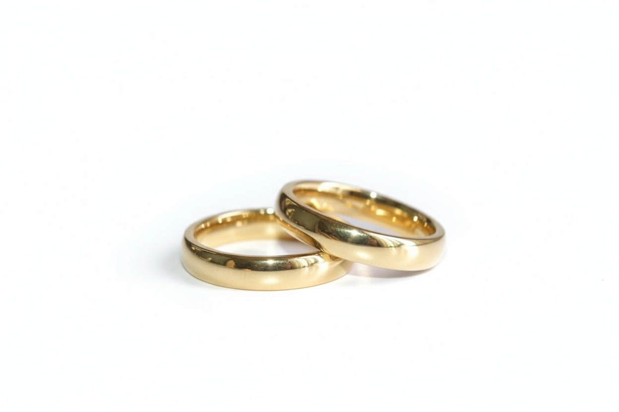 Tungsten Gold His Hers Wedding Bands Couple Rings 4MM