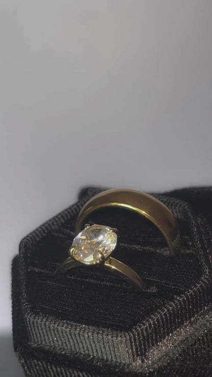 Gold His And Hers Matching Wedding Rings Matching Sets For Couples D Shaped Wedding Band Set 6MM 2MM