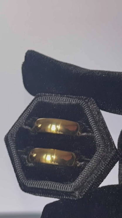 Gold Tungsten Wedding Bands His And Hers D Shaped Couples Matching Wedding Band Set 6MM