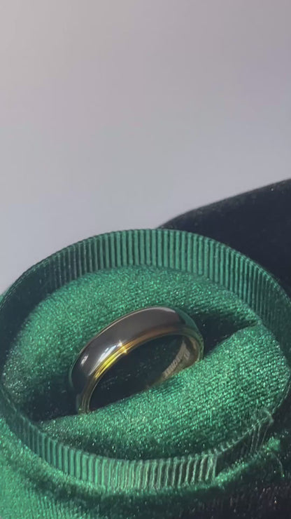 Mens Gold Tungsten Wedding Rings Two-Tone Wedding Band 6MM