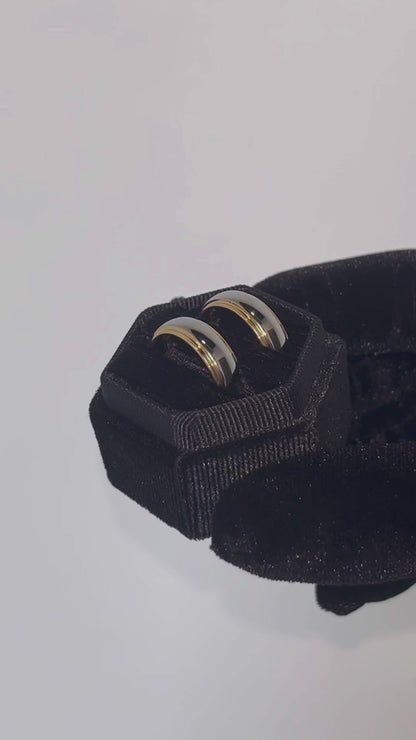 Mens Tungsten Ring Gold Mens Wedding Engagement Band Two Tone 6MM