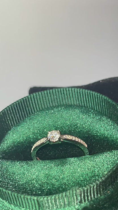 0.36ct Round Moissanite Engagement Rings White Gold Sterling Silver- Starlight