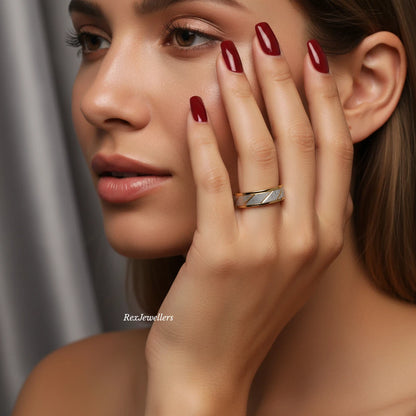 Gold Plated Stainless Steel Two Tone Men's Wedding Band 6MM