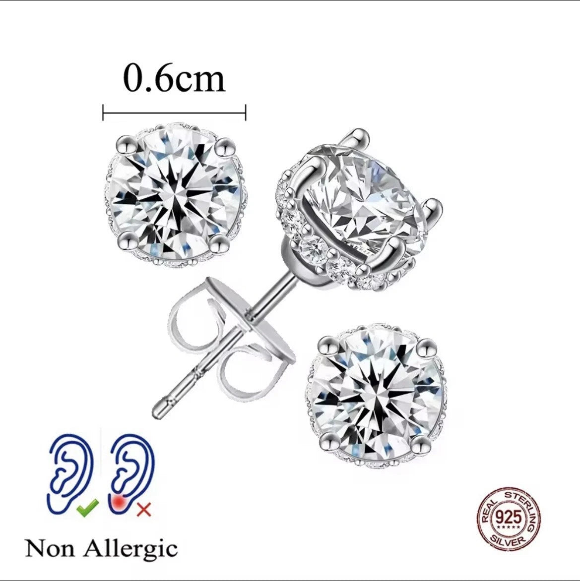 Round Studs Earrings Silver 925 Moissanite Diamond - Rex Jewellers- Clarity