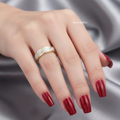 Gold Plated Stainless Steel Two Tone Men's Wedding Band 6MM