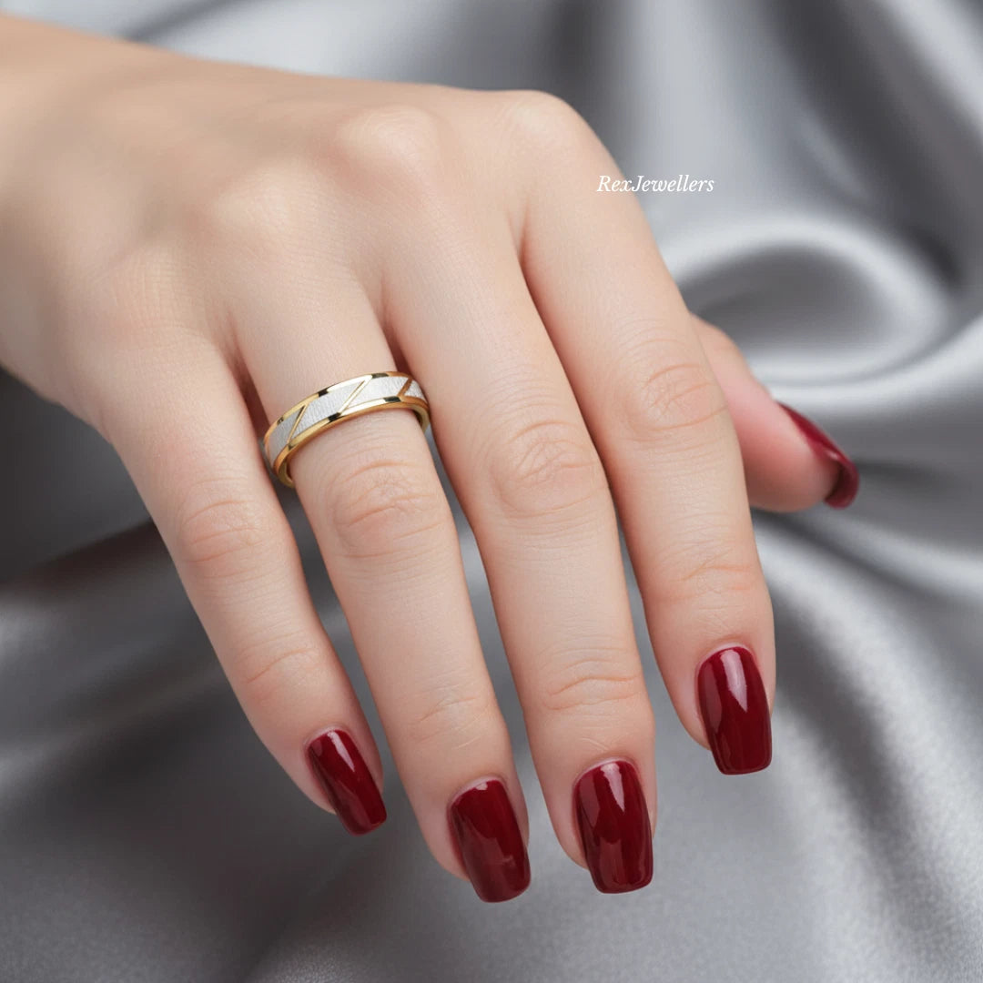 Gold Plated Stainless Steel Two Tone Men's Wedding Band 4MM