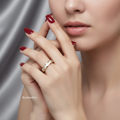 Gold Plated Stainless Steel Two Tone Men's Wedding Band 4MM