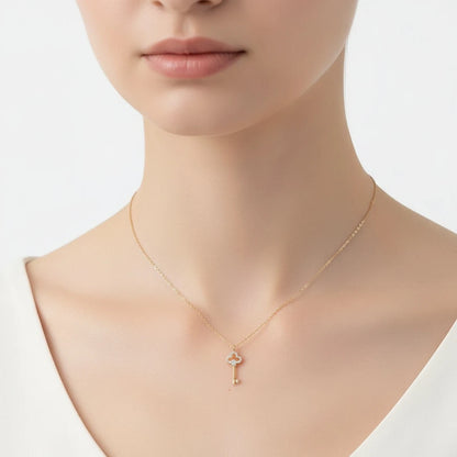 Key Necklace Gold Pendant For Women Ladies- Key To My Heart