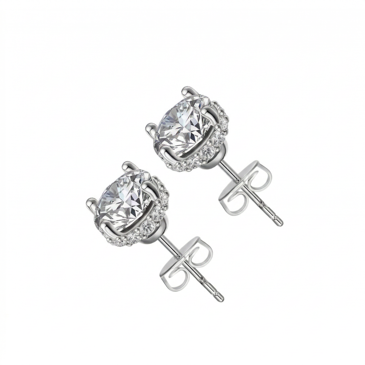 Round Studs Earrings Silver 925 Moissanite Diamond - Rex Jewellers- Clarity